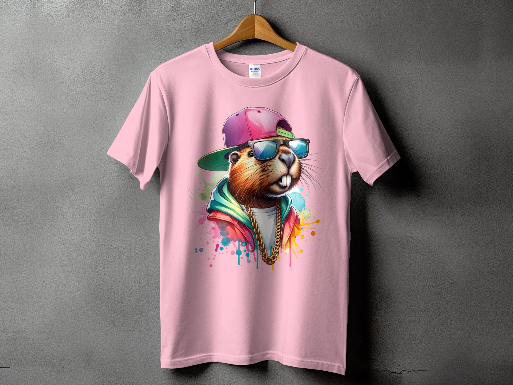 Hip Hop Beaver Tshirt, Colorful Urban Animal Graphic Tee, Street Style