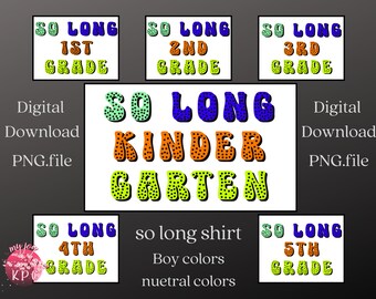 Hasta luego png sublimación paquete de niño, hasta luego Kinder, 1er grado, 2do grado, 3er grado, 4to grado, 5to grado, Descarga digital, Último día de escuela
