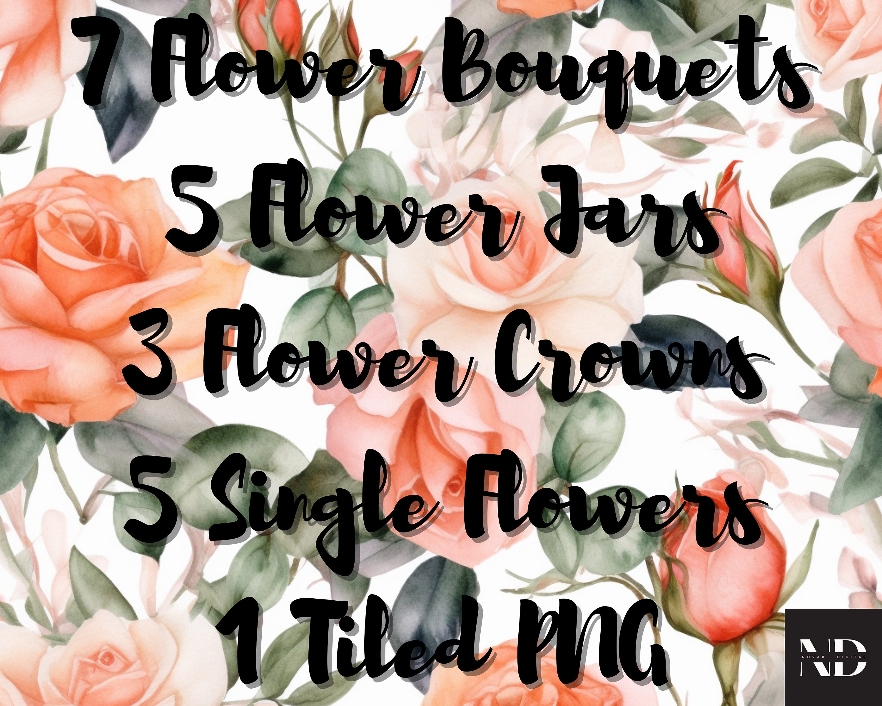 Watercolor Roses Clipart PNG Set of 55, Roses Floral Flower Bouquet PNG ...