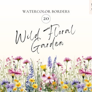 Aquarel bloemenranden clipart 20 PNG - bloemenranden - wilde bloemen - aquarel bloemen clipart - premade randen - bruiloft clipart