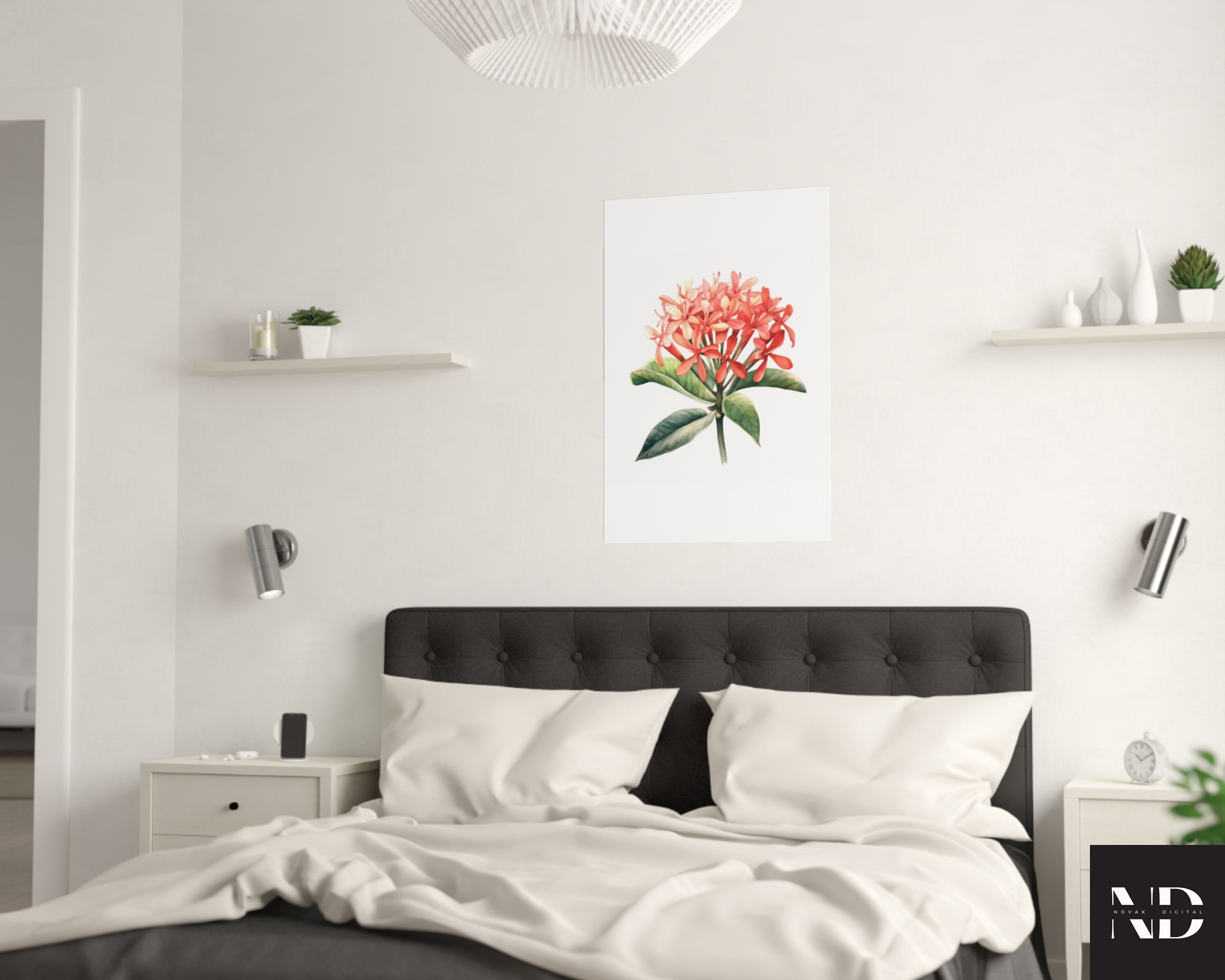 Watercolor Ixora Clipart PNG Set of 21, Ixora Floral Flower Bouquet PNG ...