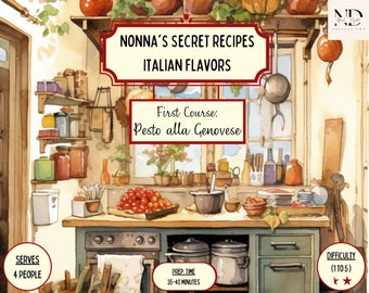 Recettes italiennes de Nonna : Saveurs italiennes - Livre de recettes numérique "Pesto Alla Genovese" Premier plat Livre de recettes authentiques italiennes