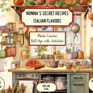 Libro de Recetas Italianas, Cursos de Cocina de Nonna, Receta Familiar Digital, Recetas de Comida, Recetas de Platos Principales Italianos, Fácil Paso a Paso