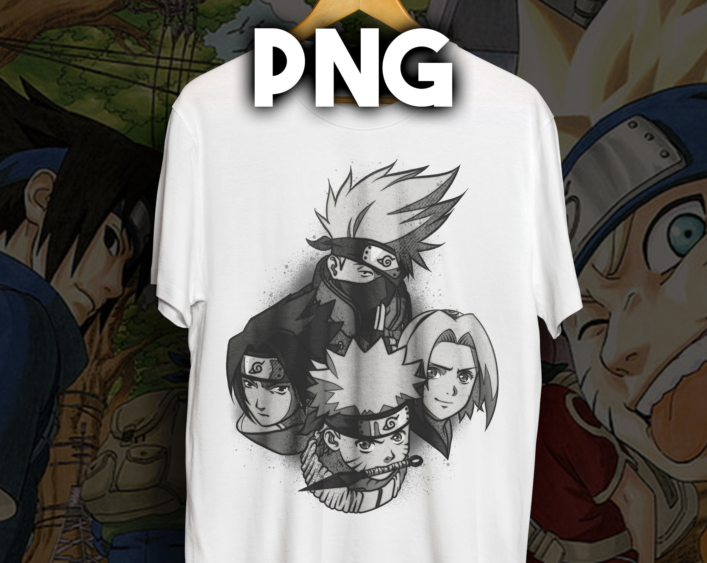 Anime T Shirt Design Naruto Team 7 Sasuke Sakura PNG -
