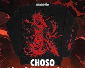 Choso knit sweater, piercing blood knit sweater, anime sweater, jujutsu kaisen