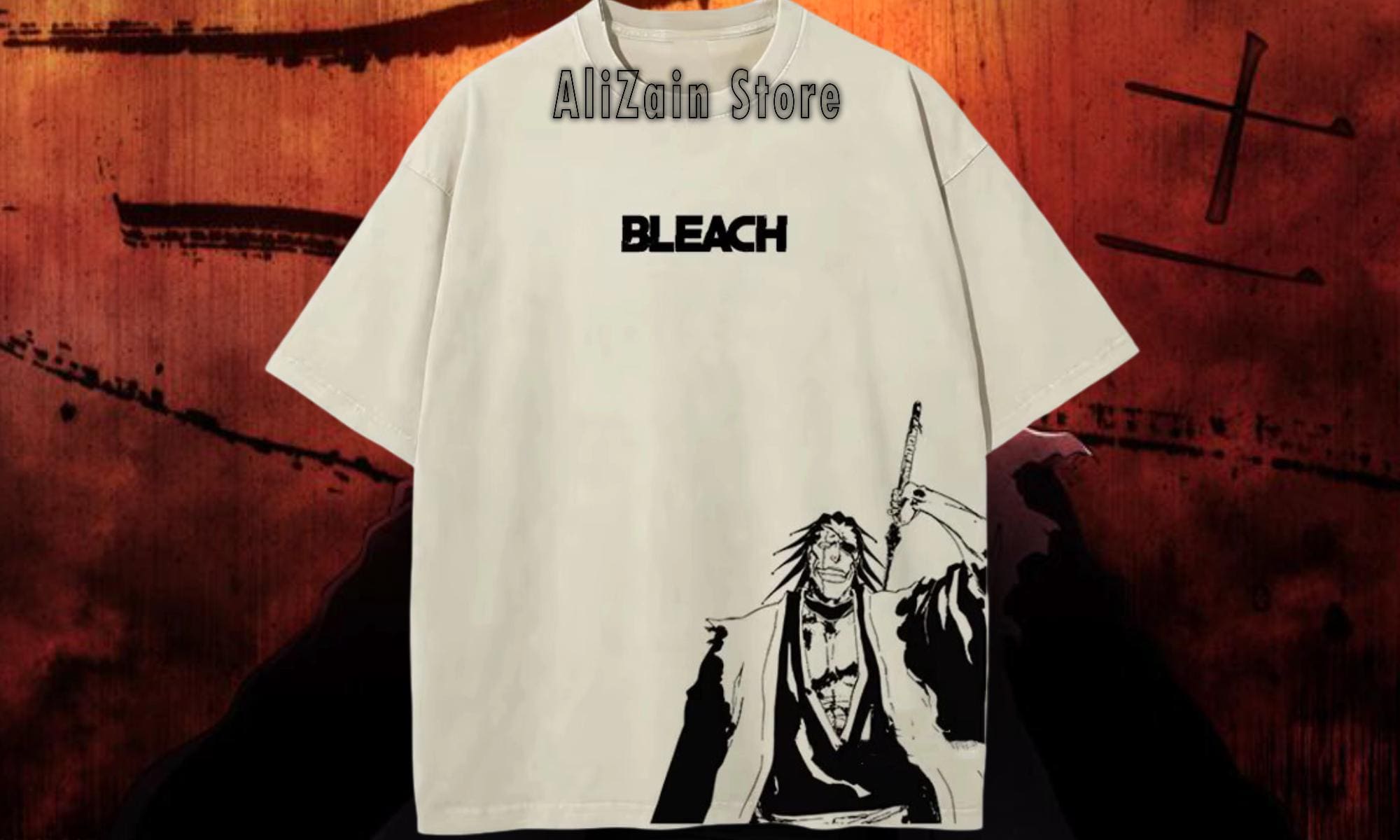 野獣を解き放つ、剣八アニメTシャツ、アニメブリーチTシャツ、大胆な