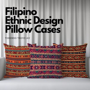 Filipino Ethnic Design Pillow Case 14x14 16x16 18x18 20x20, Philippines Art Decorative Square Throw Pillow Cover, Cultural Art Cushion Cover