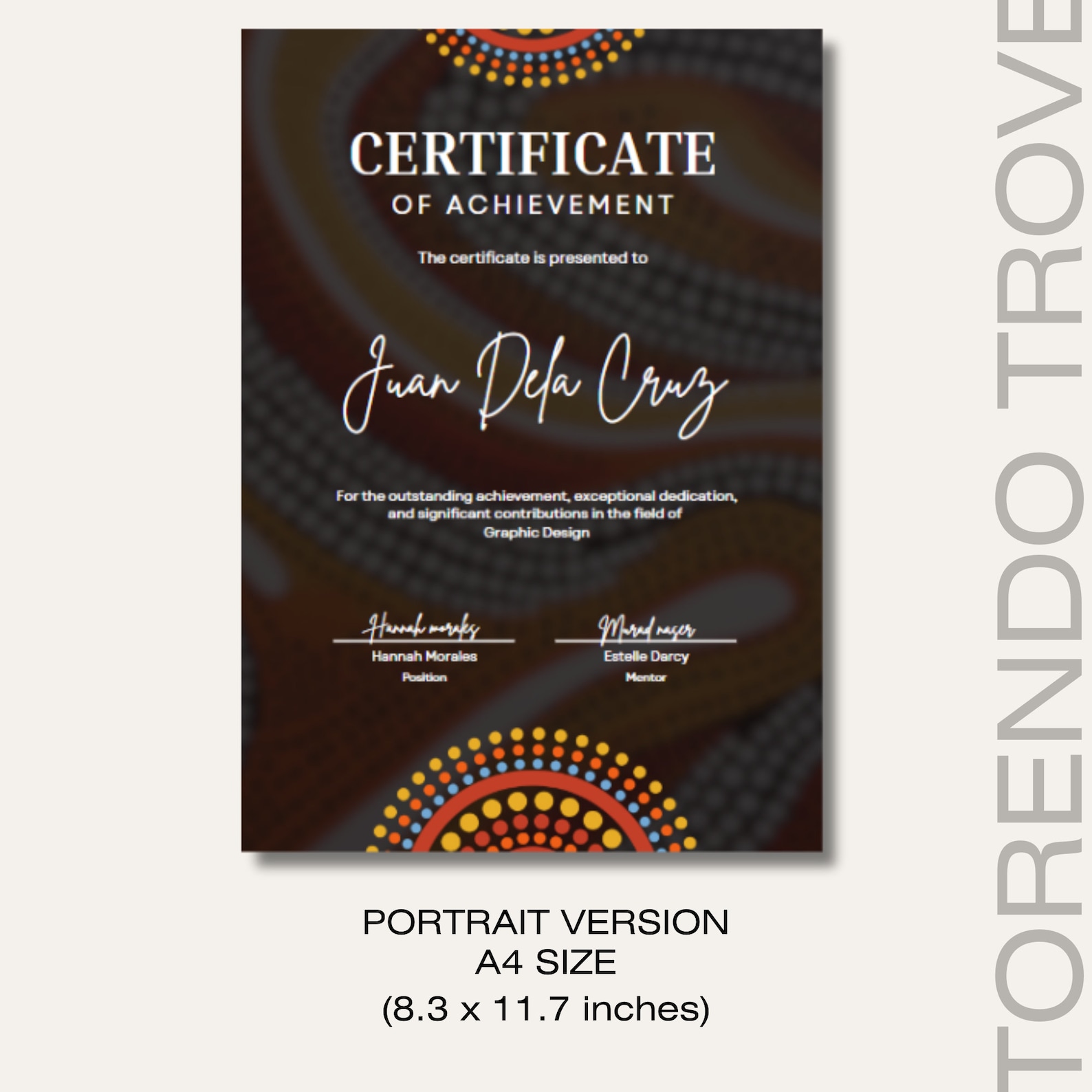 Aboriginal Certificate Template V2, Canva File Editable, 2in1, Landscape, Portrait, A4