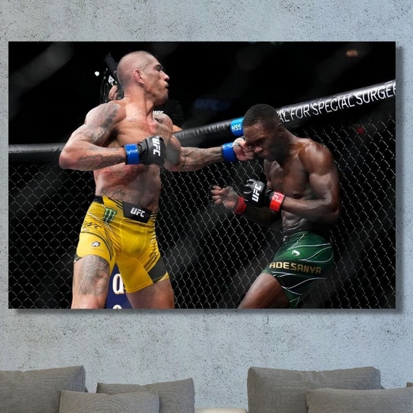 Alex Pereira KO Canvas Wall Art / Poster / Art Print of Israel Adesanya Middleweight UFC Champion UFC 281 / Ready to Hang / Fitness Wall Art