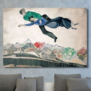 Marc CHAGALL Over the City Ready to Hang Canvas Wall Art,Marc Chagall Wall Art , Painting ,Exhibition  Marc Chagall Poster,Surreal Wall Art