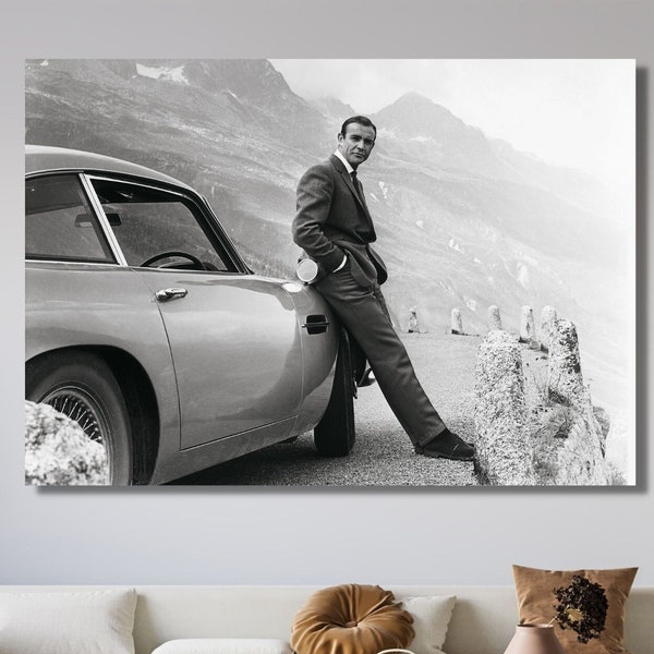 James Bond Sean Connery Canvas Wall Art/James Bond Poster/James Bond Canvas Print Art/James Bond Prints/ Aston Martin Wall Art,Ready to Hang