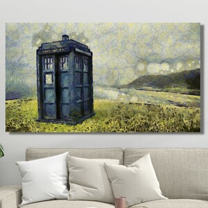 Doctor Who TARDIS Poster - Canvas Wall Art / Van Gogh Painting Wall Art - Home Decor - TV Series - Whovians Fandom Gift - Ready to Hang