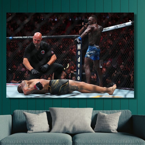 Israel Adesanya UFC KO Ready to Hang Canvas Wall Art/Poster Print of Alex Pereira Bow & Arrow Celebration UFC Champion: The Last Stylebender