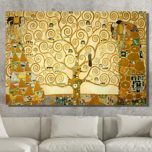 Gustav Klimt Baum Des Lebens Fertig zum Aufhängen Leinwand Wandkunst Galerie Verpackt Giclee Galerie Wandkunst Gustav Klimt Gemälde Museum Ausstellung Geschenk