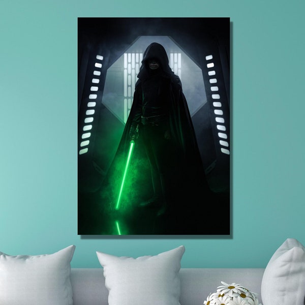 Luke Skywalker Canvas Wall Art, Starwars  Poster , Luke Skywalker Print,Midnight Starwars Print,Clone Wars Poster,Ready to Hang Canvas