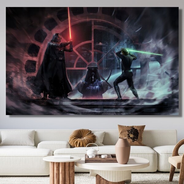 Darth Vader vs Luke Skywalker Leinwand Wandkunst, Starwars Leinwand Wandkunst, Druck, Starwars Poster, Darth Vader Poster, Starwars Fan Geschenk