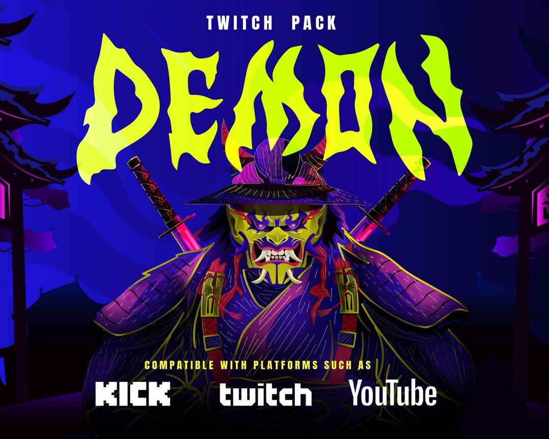DEMON TWITCH PACK/ X12 Panels/ X6 Alterbox/ X5 Scenes/ X5 Logo ...