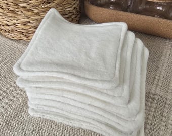 Washable wipes made of hemp fleece and organic cotton