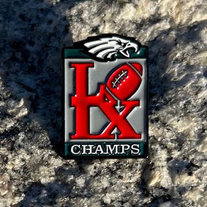 Philadelphia EAGLES LIX Champs Pin |  Lapel pin | football pin |  Pinback | Tie pin | Hat pin |   Philly football pins | SB 59 Champions