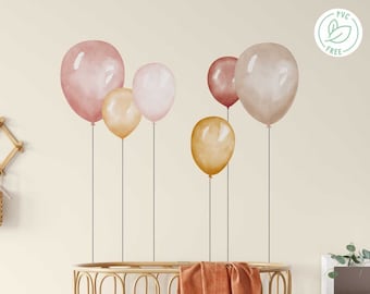 Muurstickers aquarel ballon | Ballonstickers - roze-terracotta | Wanddecoratie kinderkamer, meisjeskamer, decoratie speelkamer | Afneembaar | PVC-vrij