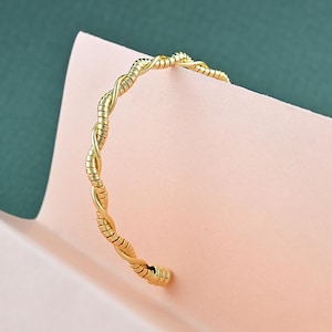 Gold Solid Brass Cuff Bangle Rope Hand Cuff Adjustable Bracelet Handmade Fashion Jewelry High Gold Polished Bracelets Gift For Women ON-B-04