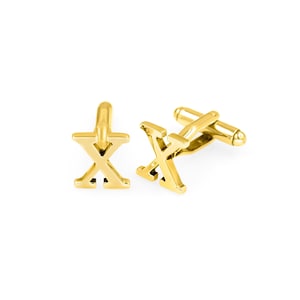 Gemelos personalizados con inicial de la letra X, joyería de latón chapado en oro, gemelos personalizados, regalo para bodas, padrinos de boda, regalos para padres, ON-24E
