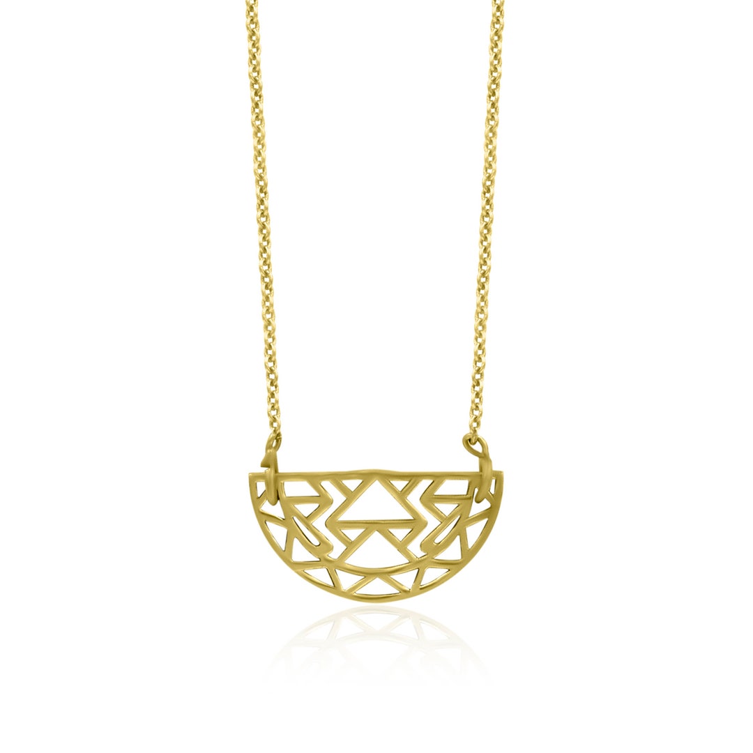Semi Circle Chain Pendant Unique Design Half Moon Mandala Style ...