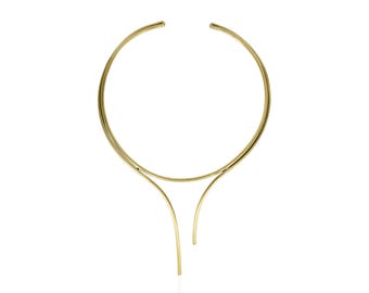 Collana girocollo con forma fantasia, gioielli in ottone placcato oro, design semplice, gioielli in ottone leggero, fatti a mano, collana girocollo moderna in ottone OC-12