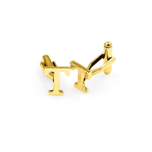 Gemelos personalizados hechos a mano con inicial de letra T, de latón chapado en oro, para propuesta de boda, regalo para él, accesorios para hombre ON-19E