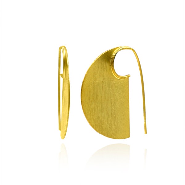 Wonderful Earrings Brass Matte Finished African Jewelry Abstract Hook Earring Brass Metal Light Weight Geometric Earring Minimal Gift ON-11