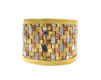 Multi Colour Brass Cuff Bangle Statement Jewelry Hand Finished Bracelet Classic Open Cuff Adjustable Hippie Style African Jewelry ONB-02
