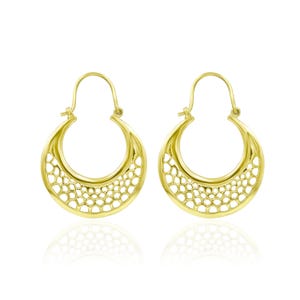 Moon Crescent Earring 18k Gold Plated Brass Fashion Jewelry Modern Earring Gold Plated Fashion Jewelry Crescent Moon Hoop Earrings ON-246