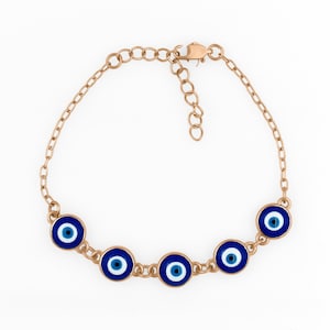 Minimalist Evil Eye Armbänder Handgemachter Messing Schmuck Perimade Türkisch Evil Eye Charm Armband Nazar Blue Eye Stacking Armband Geschenke ONB-8P