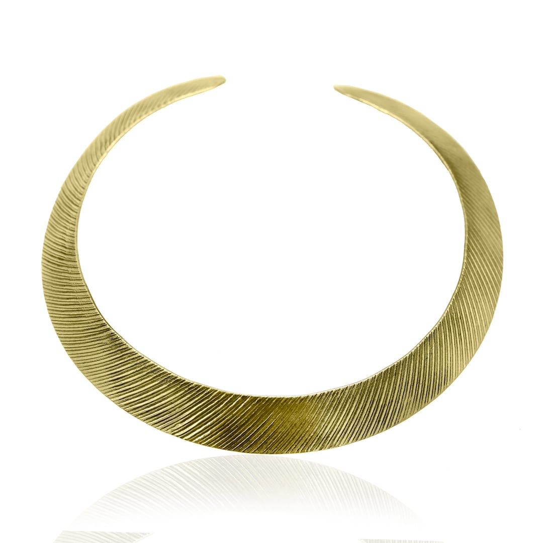 Textured Shell Open Choker Necklace - Gold