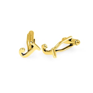 Gemelos con inicial personalizada, letra J, latón, metal, chapado en oro, joyería de moda hecha a mano, gemelos con J, regalo de boda personalizado, padrinos de boda ON-10E
