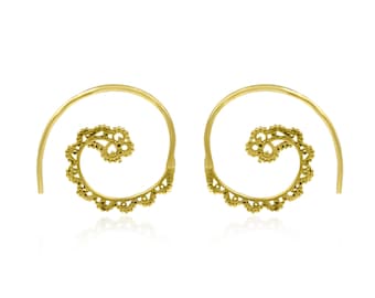 Spiral Earring 18k Gold Plated Brass Metal Handmade Fashion Jewelry Simple Design Wholesale Fashion Jewelry Women Gift For Her ON-161