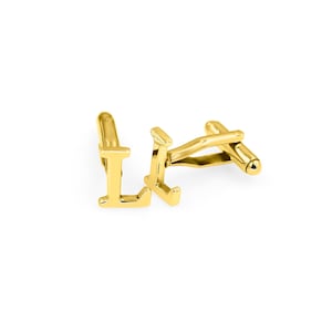 Gemelos de latón macizo bañados en oro con la letra L inicial, joyas personalizadas, ideas para regalos de cumpleaños para niños Gemelos personalizados con la letra L ON-12E
