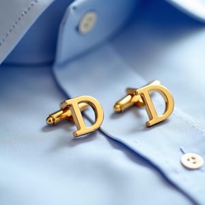 Gemelos con inicial de letra D hechos a mano de latón, joyería personalizada, gemelos chapados en oro, resistentes al agua, regalo de boda para él, joyería personalizada ON-04E