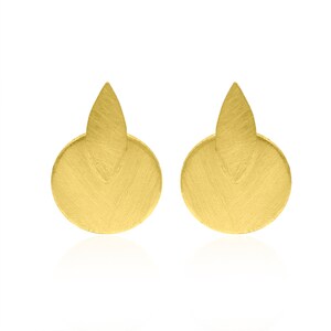 Circle Stud Light Weight Brass Earring Unique Design Handmade Jewelry Minimalist Daily Wear Stud  Earring Women Accessory Gift For Her ON-45