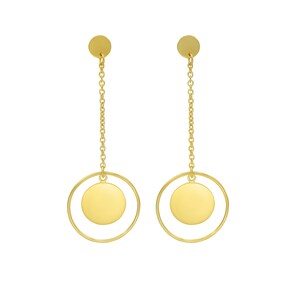 Circle Simple  Gold  Plated  Swing Stud Fashion Statement Handmade Jewelry Gift For Women Teen Girls Her ON -231