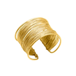 Multi Wire Wrapped Hand Cuff Bangle 18k Gold Plated Brass Handmade Jewelry Adjustable Hand Cuff Beautiful Bangles Modern Jewelry ONB-90