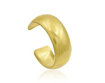 Guldfärgad brett armband justerbar manschettarmband 18K guldpläterad vattentät mässingsmetallsmycken högglansiga grova armband gåva ONB-46