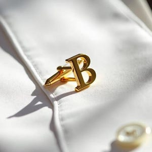 Gemelos personalizados hechos a mano con la letra B, gemelos con inicial chapados en oro, el mejor regalo de bodas para padrinos de boda, regalos de joyería personalizados ON-02E