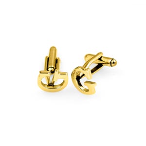 Gemelos con letra G personalizados, joyería impermeable chapada en oro de 18 quilates, gemelos con inicial hechos a mano, joyería de amor para accesorios de hombre ON-0E