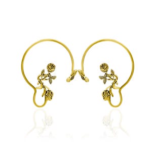 Rose Ear Cuff Ear Wrap Climber Earring 18K Gold Plated Brass Metal Handmade Fashion Jewelry Stylish Ear Climber Cuff Modern Jewelry ONK-07