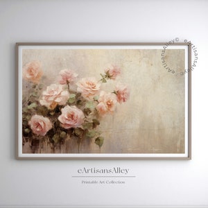 Vintage Roses Printable Art | Romantic Floral Bouquet | Elegant Home Decor | Instant Download | BYRN-F119