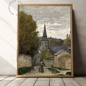 Village Muted Print | Vintage British Landscape Oil Painting | Printable Farmhouse Art  | Antique PRINTABLE | Digital Wall Art | BYRN133