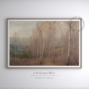 Vintage Tree Landscape Painting: Rustic Autumn Artwork for Antique Home Decor | Digital Download | PRINTABLE Digital Wall Art | BYRN148