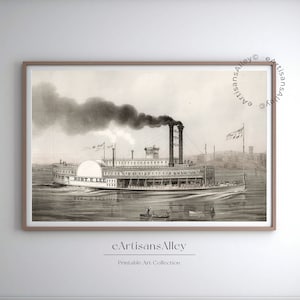 Vintage Steamboat Art Print | Robt. E. Lee | Historical Riverboat Illustration | Downloadable | Digital Download | BYRN223