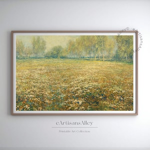 Verdant Bliss: Blooming Meadow Oil Painting | Floral Nature Art for Home Decor | Wall decor | Digital Download | BYRN237